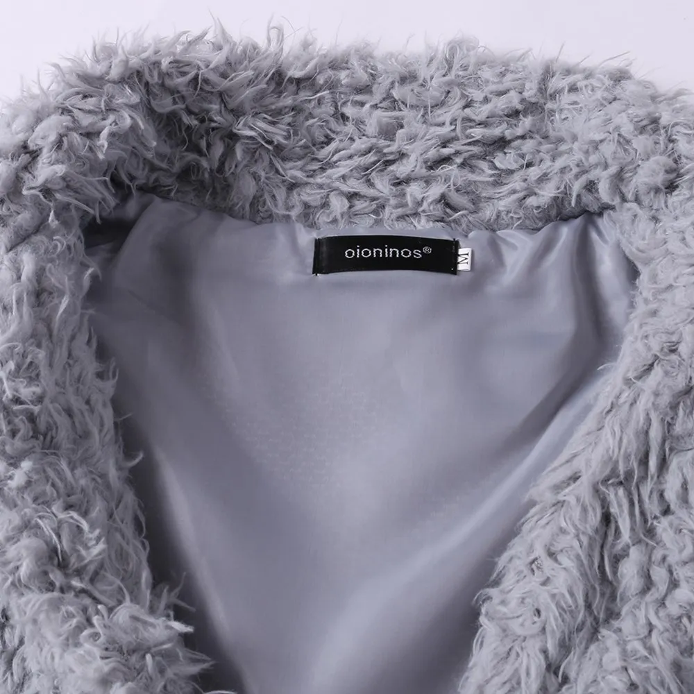 

Europe And America New Style Lambswool Long-sleeved Coat Fold-down Collar Furry Mid-length Overcoat 8061 Gray