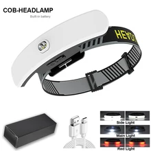 

2022 New COB Portable Headlamp USB Rechargeable Outdoor Cycling Flashlight Fishing Head Lamp Red Alert Bright Running Headlight