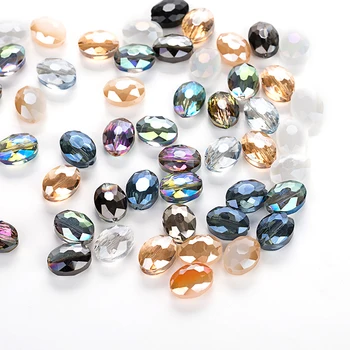 

10 Pcs New Colors Crystal Faceted Beads Glass Beads Oval Shape Beads for Jewelry Making Jewelry Diy Accessories for Handcraft
