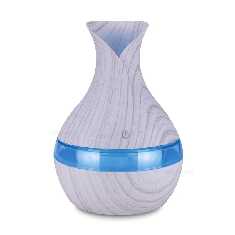 

300ml Aroma Essential Oil Diffuser Ultrasonic Air Humidifier with white Wood Grain 7 Color Changing LED Lights for Living Room