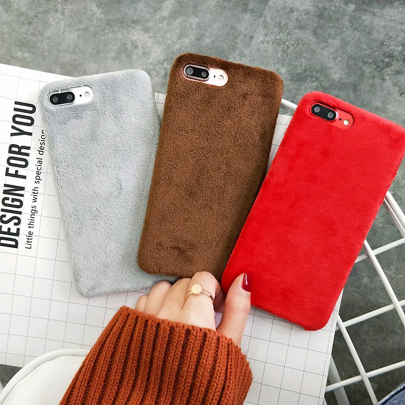 Зимний плюшевый чехол для телефона iPhone 12 Mini 11 Pro Max SE Модный мягкий iphone XS X XR 6 6s 7 8 Plus