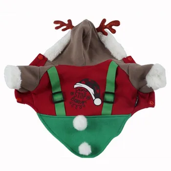 

Pet Christmas Coat Sweater Santa Claus Cartoon Reindeer Costume Soft And Warm Coral Fleece Pet Cap Winter Party Jumpsuit Coat