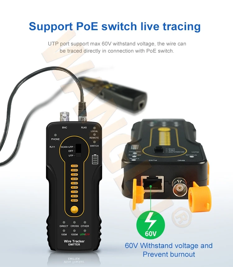 Factory Price Telephone Line CCTV Accessory Cat 6 LAN Cable Tracker Wire Continuity Tester CT-66