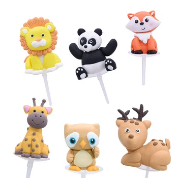 

Party Cake Topper Monkey Giraffe Tiger Lion Cupcake Toppers for Birthday Party Decoration Wedding Baking Animal Cake Toppers