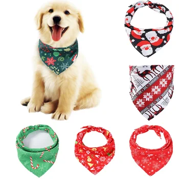 

Christmas Pet Dog Neckerchief Puppy Saliva Towel Dog Triangle Scarf Decoration Santa Reindeer Striped Collar For Small Dogs Cats