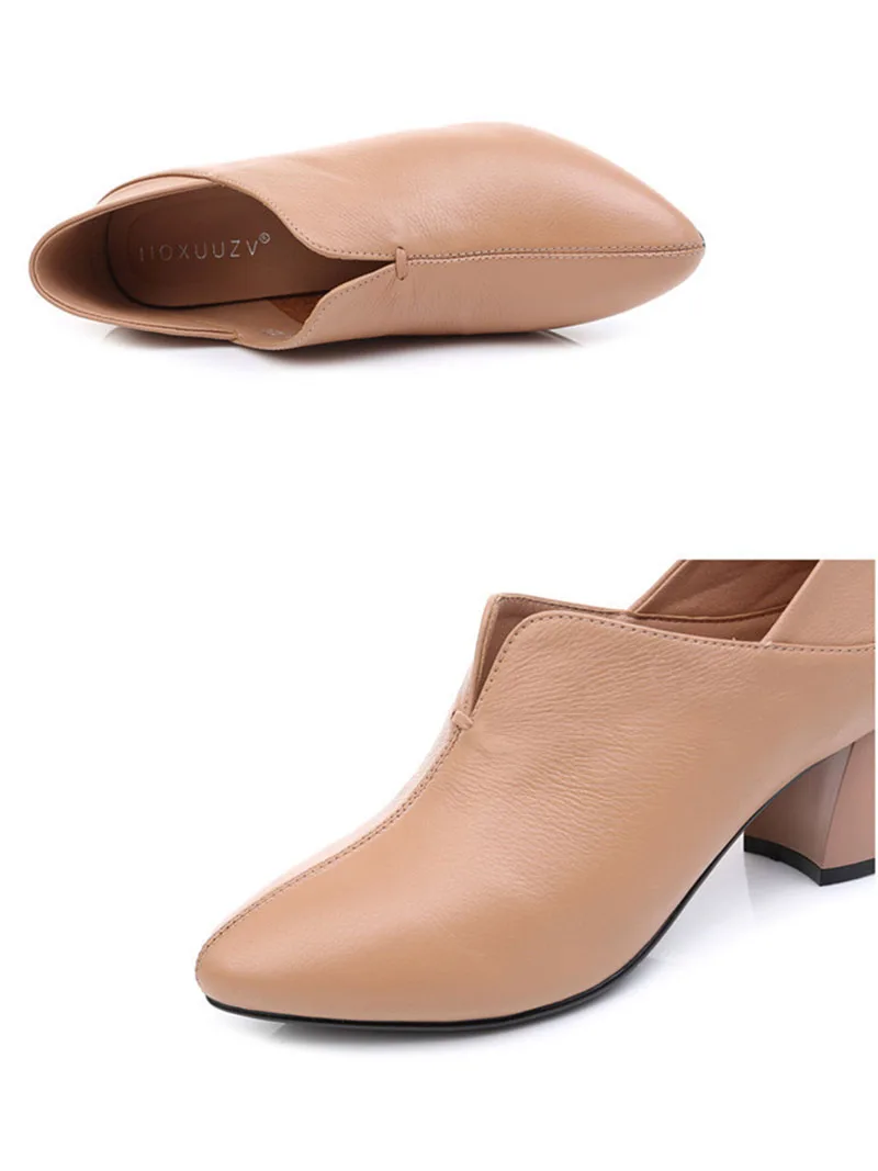 2020 Spring Autumn New Women's Shoes Fashion Thick Heel Round Head Leather High Heels Women Wedding Shoes Ladies Pumps VT725 (16)