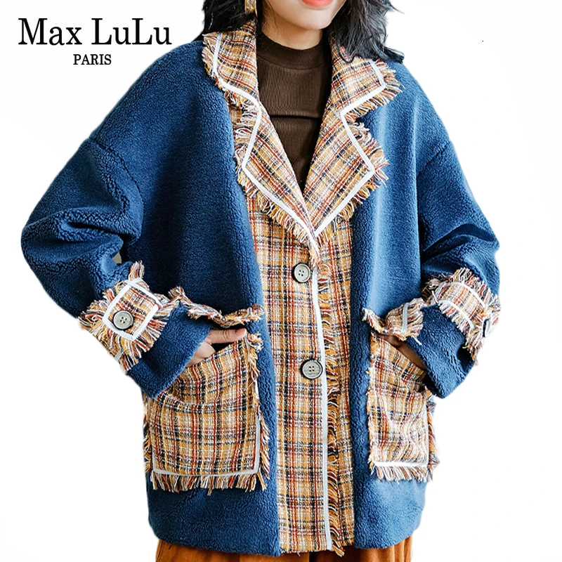 Max LuLu модная меховая одежда зимняя Дамская Панк уличная Женская шерстяная куртка утолщенная теплая клетчатая Повседневная ветровка размера плюс