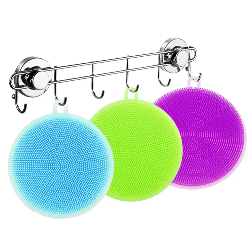 

New Silicone Round Bowl Pan Cleaning Washing Brush Scrubber Home Kitchen Gadget
