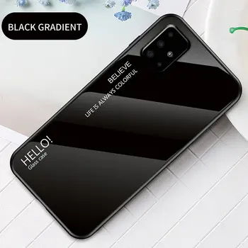 

50pcs/lot For Samsung Galaxy A51 Gradient Glass Soft Side Case For Samsung Galaxy A90 5G Fashion Tempered Glass Hard Cover