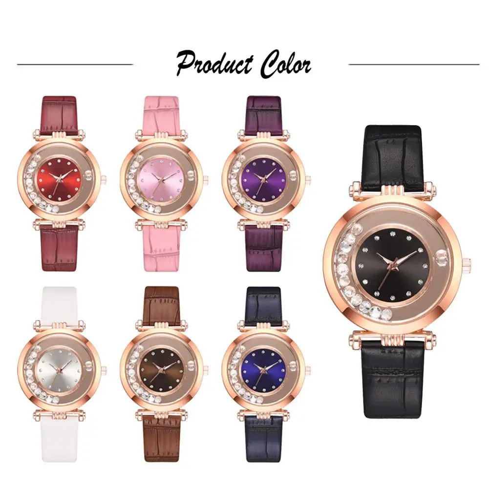 

Fashion Rhinestone Balls Round Dial Croco-dile Pattern Strap Quartz Wrist Watch Ladies Dress Watches Gift Luxury Christmas Gifts