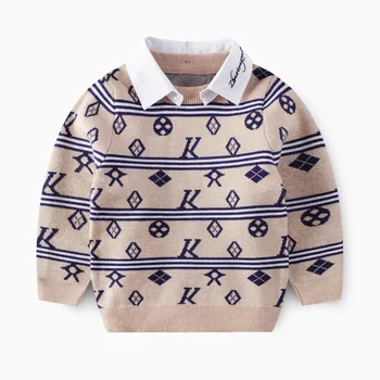 

Autumn fashion kids clothes baby boy letter pullover knitted sweater coat