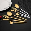 24Pcs Colorful Dinnerware Set Stainless Steel Cutlery Set Kitchen Mirror Gold Tableware Set Knife Fork Spoon Dinner Set 3