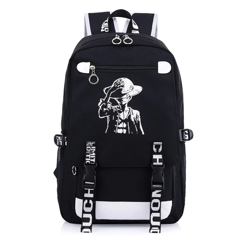 

OnePiece Computer Bag Middle School Student's Backpack Men's Night Light Travel Backpack Women's Korean Leisure Shoulder Bag