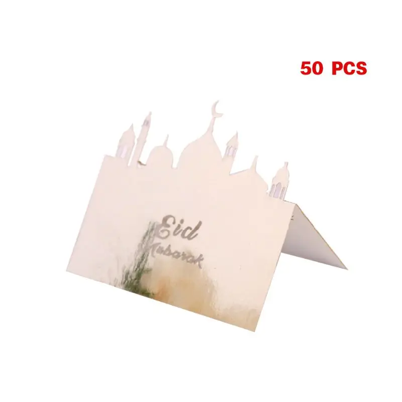 50pcs Laser Cut Castle Eid Mubarak Muslim Ramadan Wedding Party Invitation Table Place Card Name Reception Seatting Cards 72XF - Цвет: S