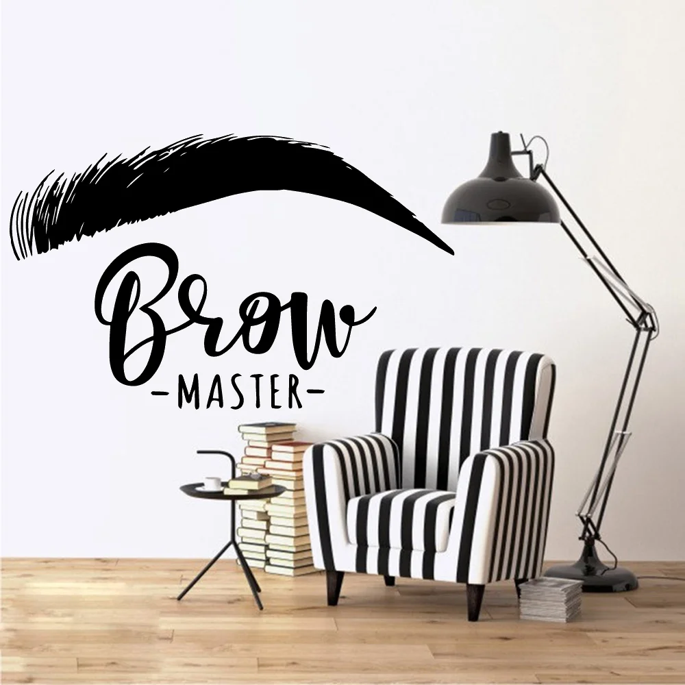 Beautiful Brow Wall Sticker Eyelashes Decor Vinyl Decal For Beauty Salon Room Stickers Eyebrows Wall Decals For Brow Bar Poster wall stickers