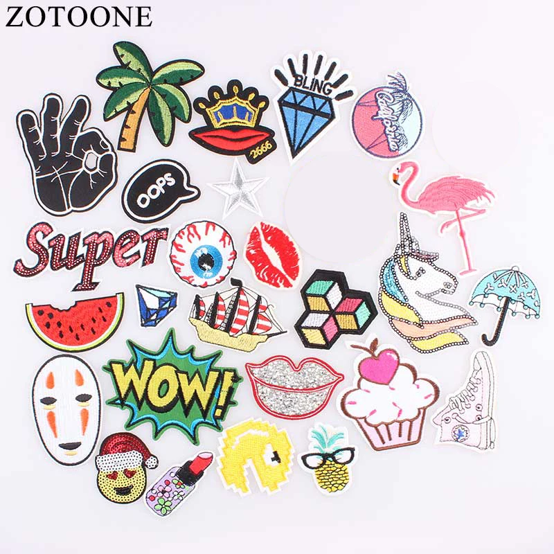 

021701 Star Lip Patch Letter Kids Cheap Cute Embroidered Patches Food Iron On Cartoon Patches For Clothing Jeans DIY Appliques