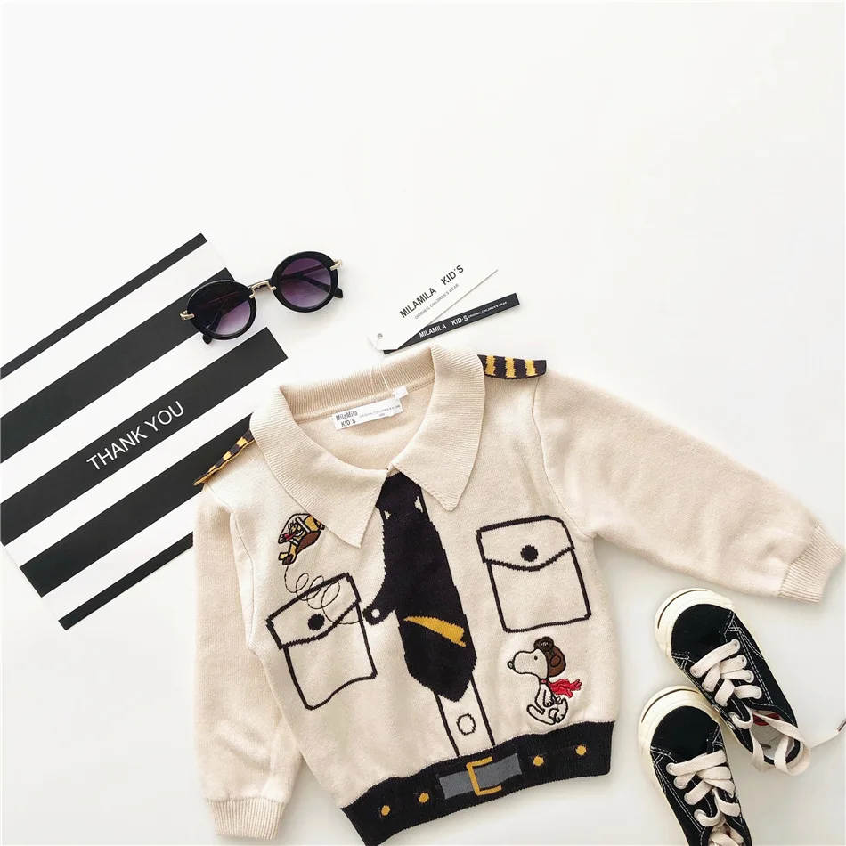 Tonytaobaby/осенне-зимняя одежда детская одежда хлопковый свитер-пилот свитера для мальчиков свитера для девочек