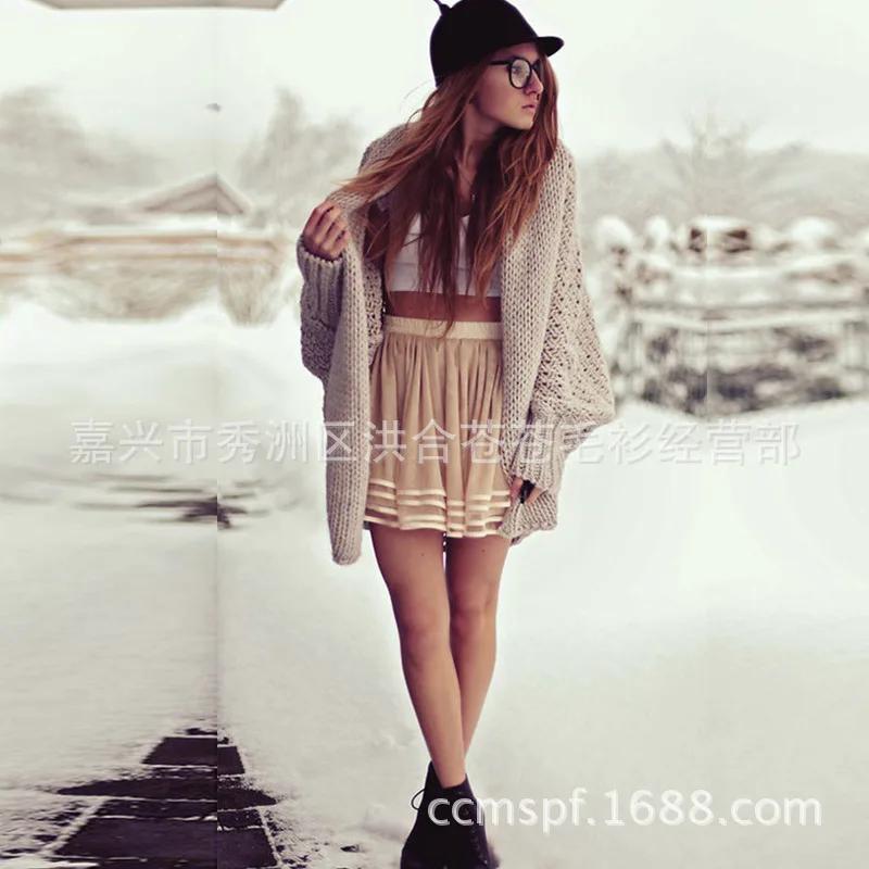 Г. AliExpress, стиль, Европейский и американский стиль, длинный рукав, Осенний вязаный женский свитер кардиган свободного кроя, большой Shaw
