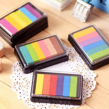 

Rainbow Multicolor Ink Pad Oil Based for Stamp Scrapbook Photo Album DIY Craft