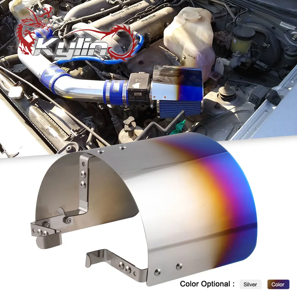 

Air Intake Filter Cover Heat Shield for Racing Car 2.25" TO 3.5" Filter Universal Stainless Steel Neo Chrome Silver