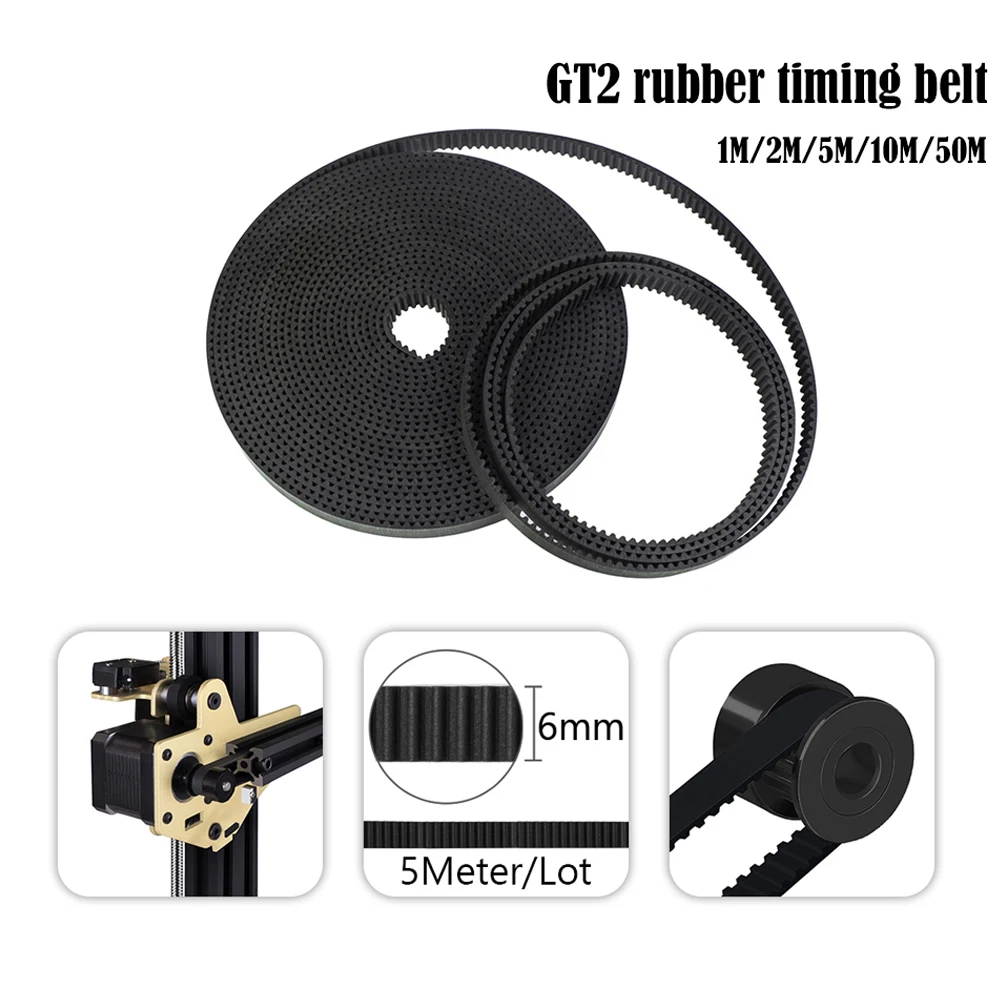 

Open Timing Belt 5m/10m//20m lot GT2-6mm/10mm GT2 Belt Rubber Aramid Fiber Cutting 3D Printer Parts CNC Laser machine Engraving