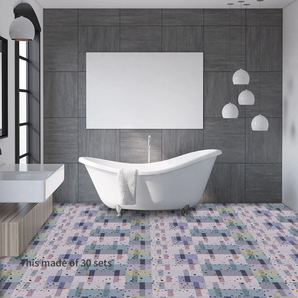 Environmental Protection PVC Refurbished Floor Sticking Waterproof American Rural Self-adhesive Geometric Terrazzo Thickening