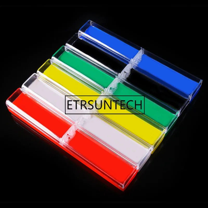 500 Teile/los Bunte Kristall Transparent Kunststoff Stift Box Geschenk Box Metall Stift Box Transparent Kunststoff Bleistift Fall – Detail 7