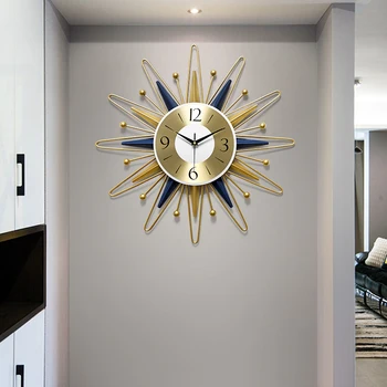 

Luxury Geometric Wall Clock Large Silent Nordic Metal Golden Modern Living Room Wall Clock Creative Relojes Home Decor DA60WC