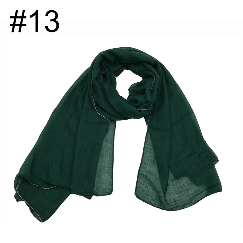 number 13 color Женский Золотой платок с цепочками мяч границы шаль Простой макси хиджаб мусульманские Твердые Шарфы повязки на голову Мода Арабский хиджаб 10 шт./лот - Цвет: number 13 color
