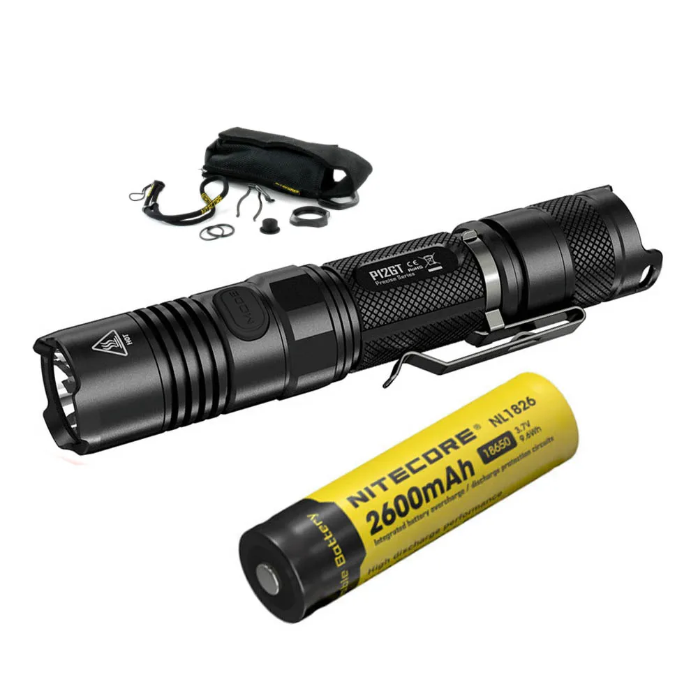 NITECORE P12GT светодиодный тактический вспышки светильник CREE XP-L HI V3 Светодиодный max 1000 люмен луч расстоянии 320 метр портативный фонарь поисковый спасательный светильник - Испускаемый цвет: P12GT NL1826