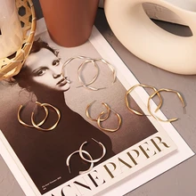 Простой маленький большой круг обруч серьги для женщин Современный креольский Золотой Серебряный цвет Основы Круглый Металл для женщин серьги ювелирные изделия