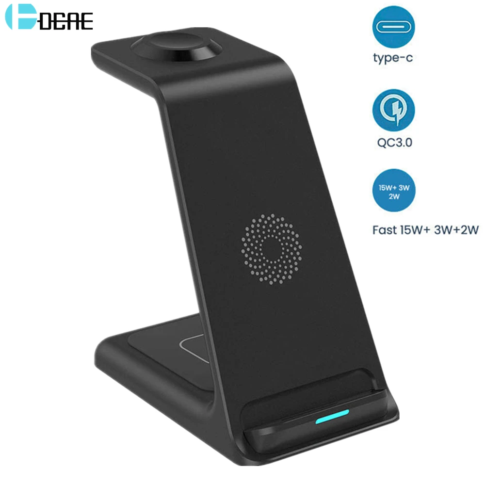 20W 3 In 1 Qi Wireless Charger Stand For iPhone 12 11 XS XR X 8 Fast Charging Station For Airpods Pro Apple Watch 6 SE 5 4 3 2