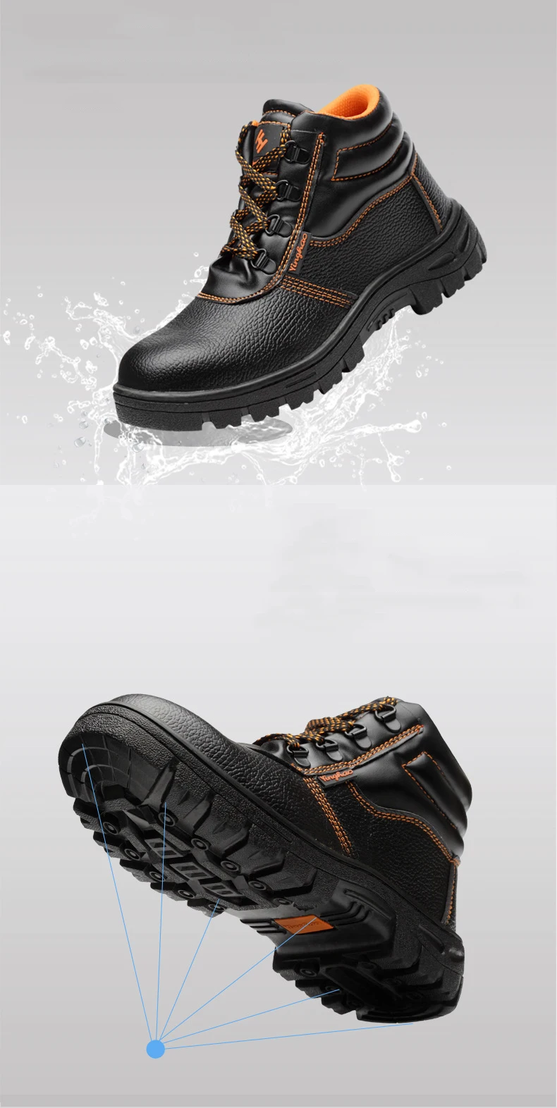 Высокие мужские рабочие ботинки; коллекция года; сезон осень-зима; Мужская защитная обувь; Водонепроницаемая Нескользящая Рабочая обувь