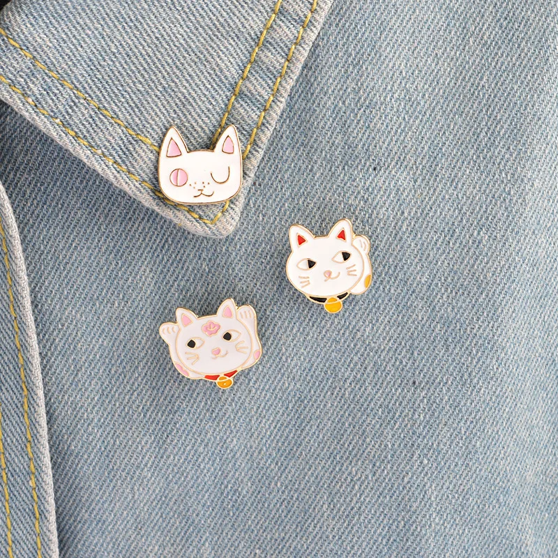 Boutique Lovely Money cat Bone Metal Enamel Pin Brooch wholesale Ladies Lover Necklace Backpack Needle Animal Badge Jewelry | Дом и сад