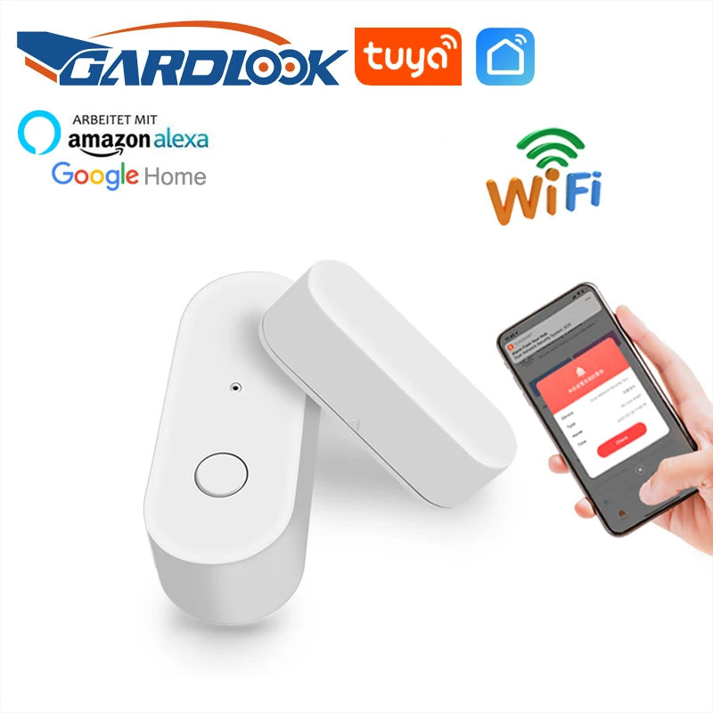 WiFi Door Sensor Tuya Smart Door Open Closed Detectors WiFi App Notification Google Home Alexa Power Saving Battery Work 1 Year turn signal