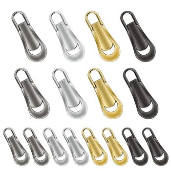 

16 Pieces Zipper Pull Tabs Replacement Heavy Duty Zip Fixer Zipper Tags Repair Pull Tab for Clothes, Suitcase, Backpack, DIY Cra