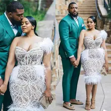 Robe De Mariee короткие платья для выпускного вечера размера плюс Роскошные кружевные вечерние платья длиной до колена милое на одно плечо вечерние платья