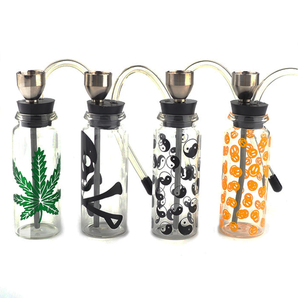 ONUOSS Fashion Design Smoking Cigarette Glass Pipes Mini Water Pipe Hookah Cigarette Filter Tips Glass Bottle Shisha 141F