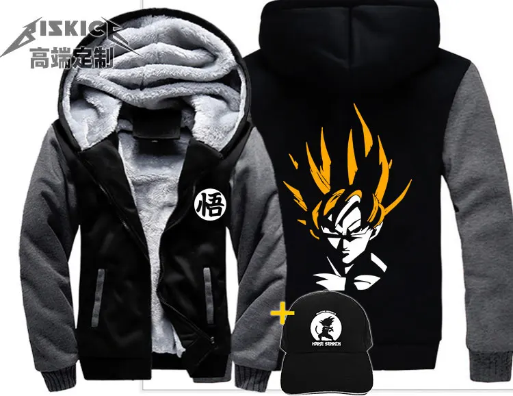 Dragon Ball saiyan, крутая уличная одежда в стиле хип-хоп, Мужская одежда, wo, мужское плотное пальто, куртка, зимняя теплая бархатная толстовка, топ с капюшоном - Цвет: Style 19 Asian size