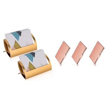 

5 Pack Business Card Holder for Desk, Metal Aluminum Desktop Business Name Card Case(Gold & Rose Gold)