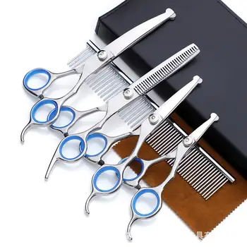 

Pet Dog Grooming Scissors Set Professional Stainless Steel Man Grooming Scissors Trimming Shears Round Head Scissors Comb