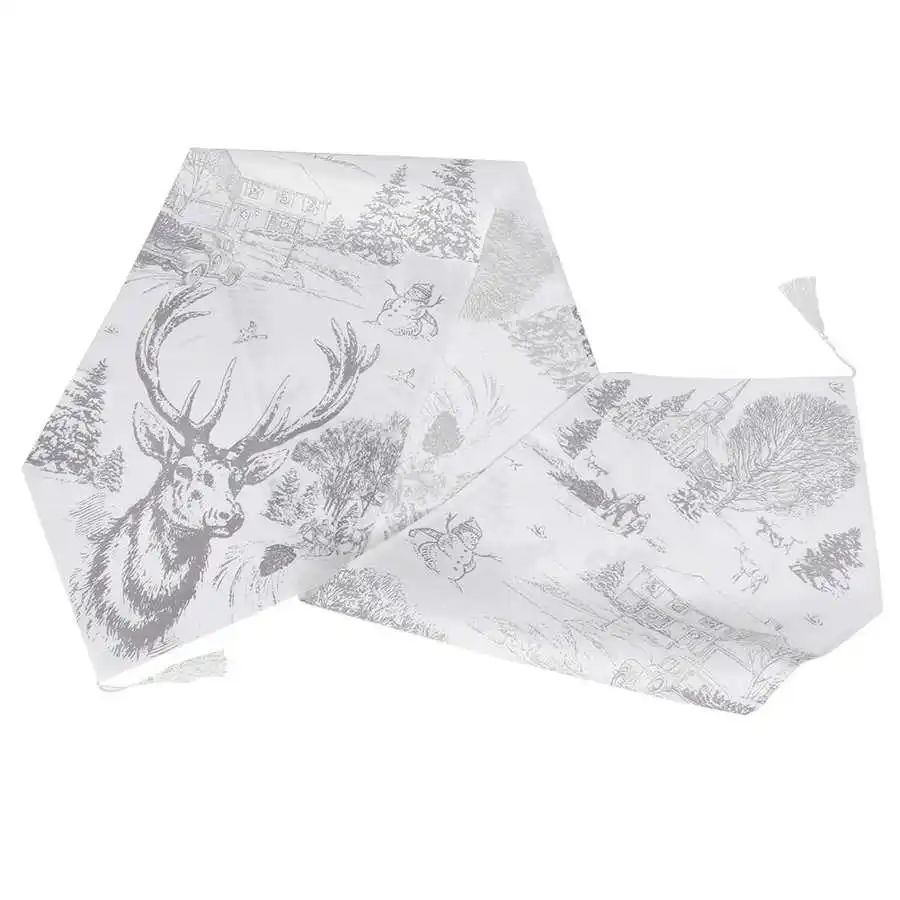 acrylic organizer box Christmas Table Runner Gray Deer Pattern Fabric Printing Desk Decoration Tablecloth remote | Дом и сад