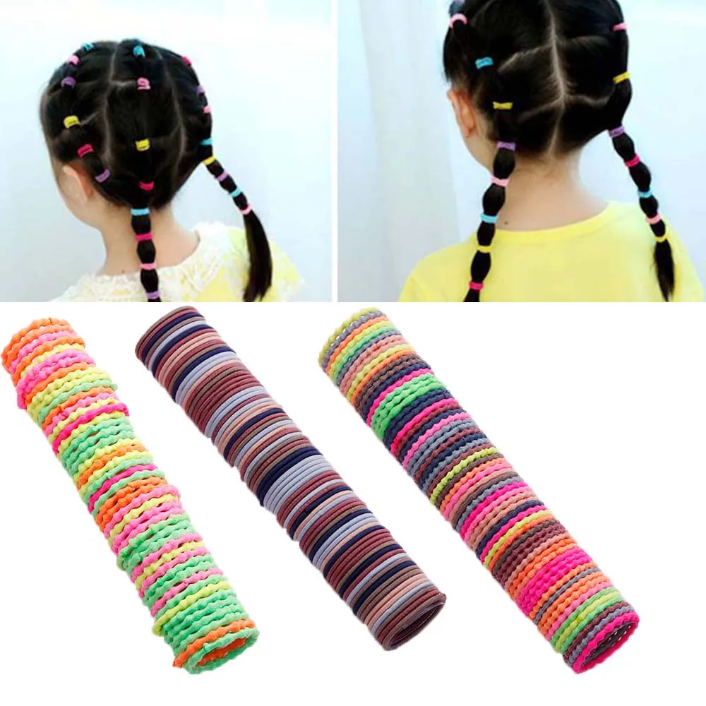 50 шт./лот, милые разноцветные эластичные резинки для волос для девочек, резинки для волос, резинки для волос, аксессуары для волос для девочек
