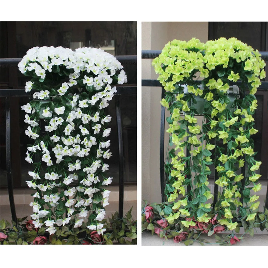 Fake Hanging Flowers Artificial Violet Flower Wall Wisteria Basket Hanging Garland Vine Fake Silk Many colors optional