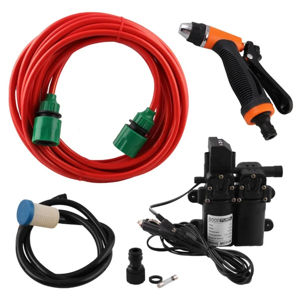 12V Portable High Pressure Washdown Deck Pump 100W Self-Priming Quick Car Cleaning Wash Pump Electrical Washer Kit