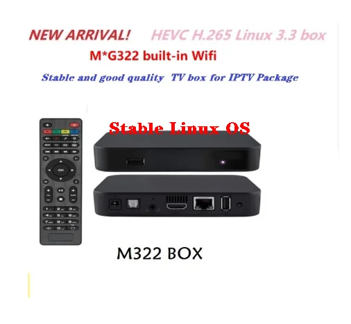 Новейший MG 322 W1 IP tv box встроенный wifi мощный Linux3.3 открытый GLES2.0, h.265 tv box ma 322 w1 телеприставка mg box ip tv