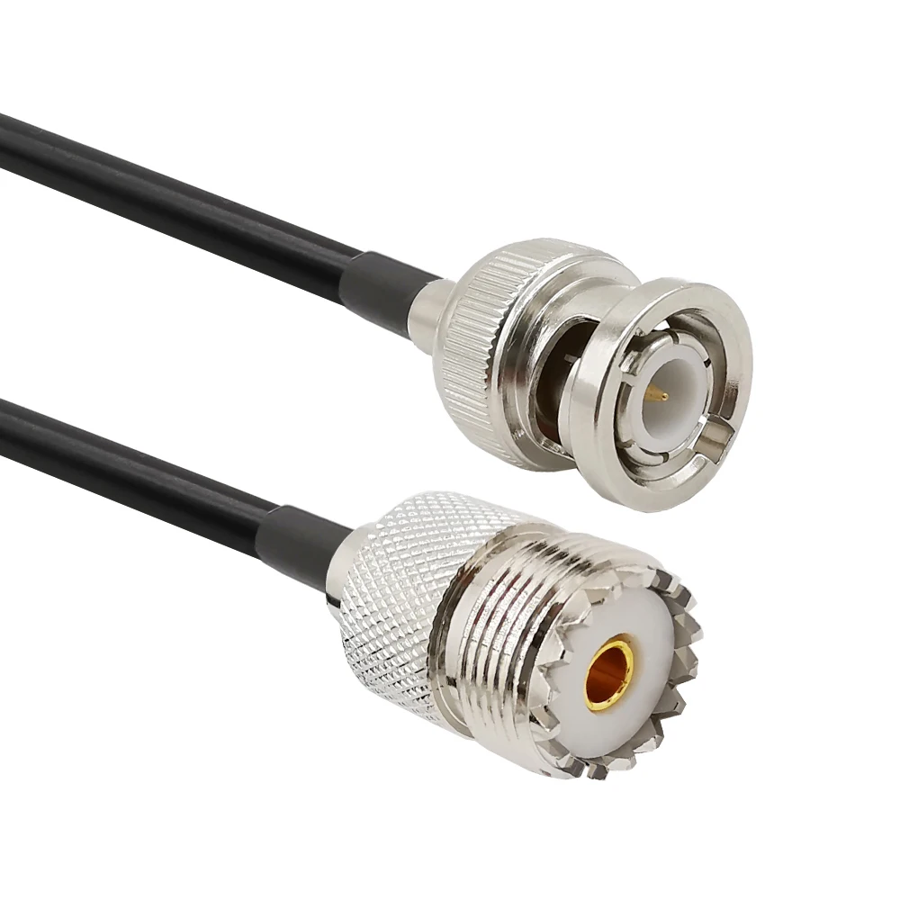 UHF SO-239 PL-259 Female Jack to BNC Male Plug LMR195 Extension Cable 50 Ohm Connector for Hamdheld Ham Radio Antenna Scanner |
