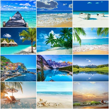 

HUACAN Painting By Number Beach Drawing On Canvas HandPainted Art Gift DIY Pictures By Number Seaside Scenery Kits Home Decor