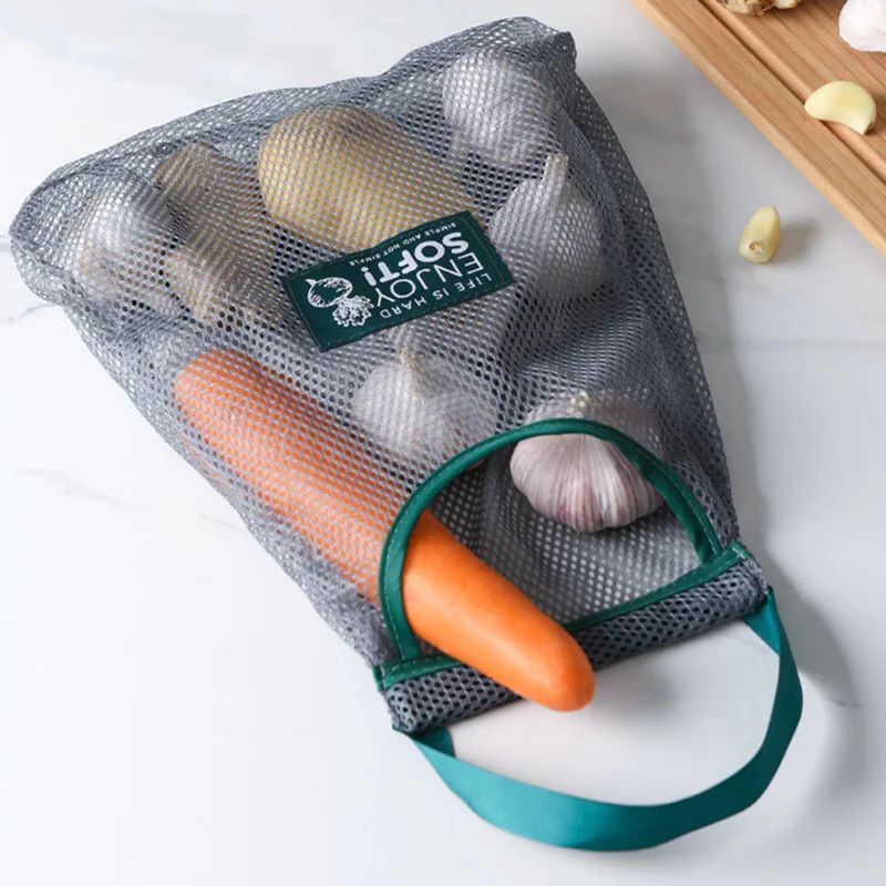 

Kitchen Vegetable Onion Potato Storage Hanging Bags Hollow Breathable Mesh Bag Kitchen Garlic Ginger Mesh Storage Bags
