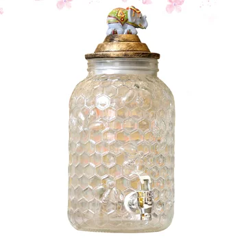 

1Pc 4L Fashion Elephant Style Glass Drink Barrel Glassware Drink Dispenser for Wine